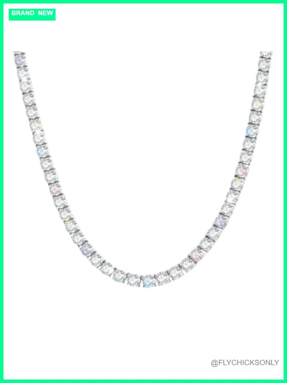Moissanite Tennis Necklace 15in 925 Sterling Silver 14K White Gold Plated